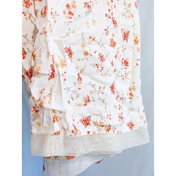 Vintage Y2K Dainty Butterfly Floral Printed Peachy Cream Midi Dress NWT - Picture 8 of 8